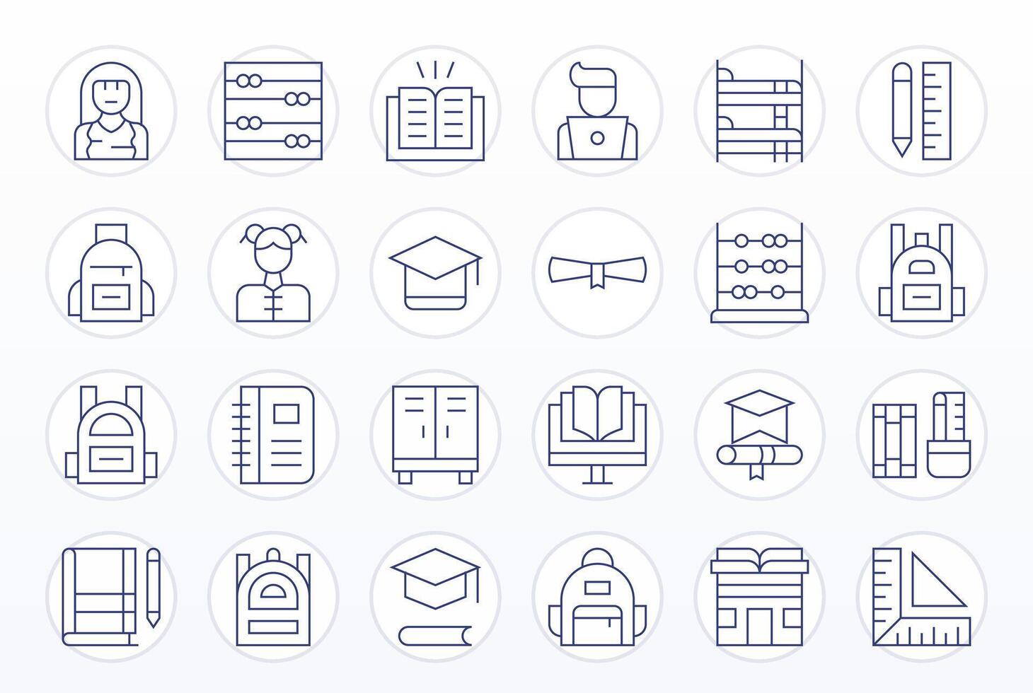 24 Thin Line Icons designed for Student in Retina Ready Pixel Aligned format vector