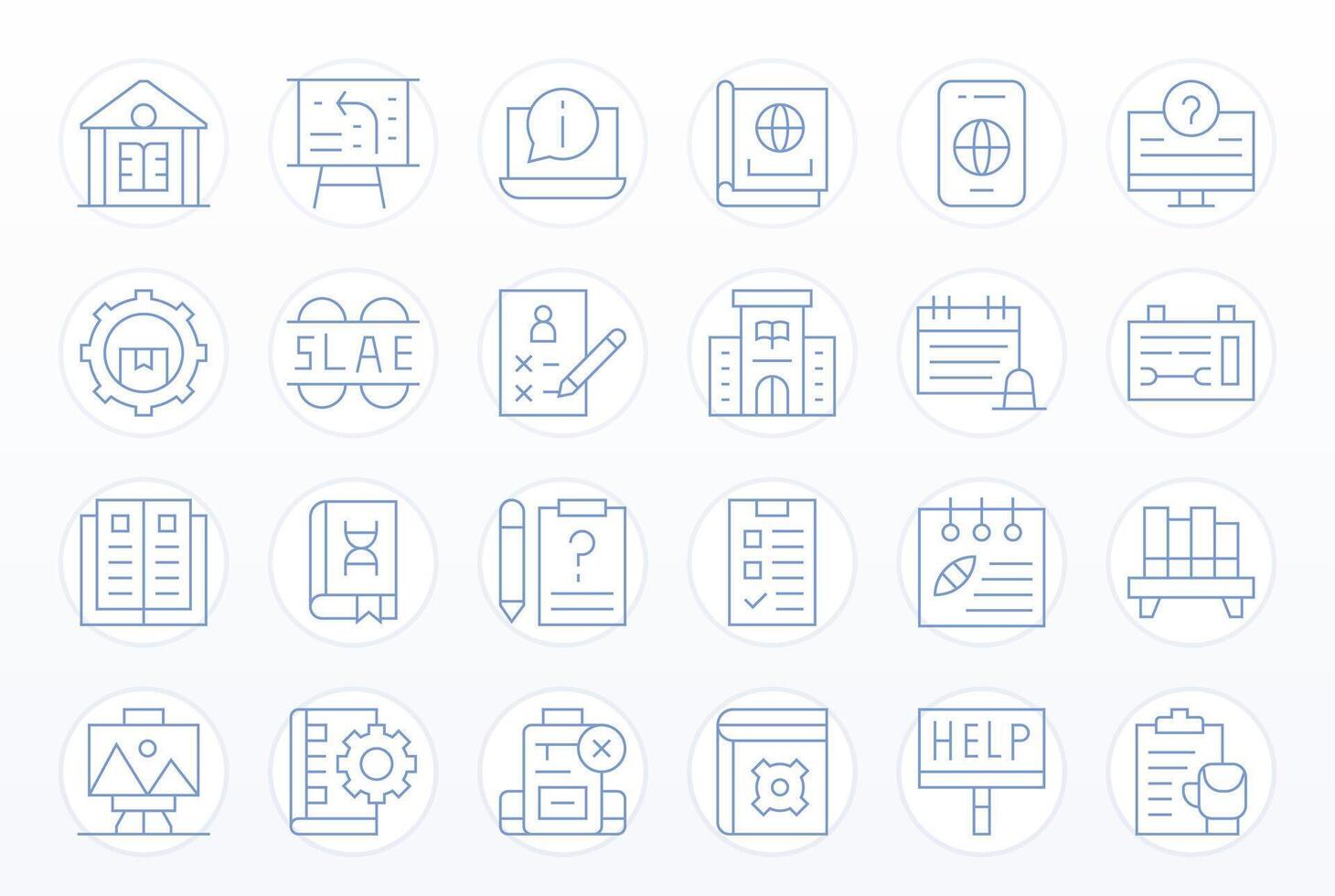 Documentation Icon Arsenal with 24 64x64 Thin Line Grid Fitted designs vector