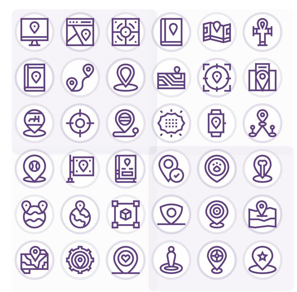 36 256x256 Bold Line Icons optimized for Coordinates PIXEL Perfect display vector