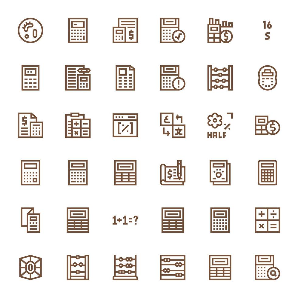 36 Bold Line Detail Enhanced High Resolution Icons from Calculation Suite vector
