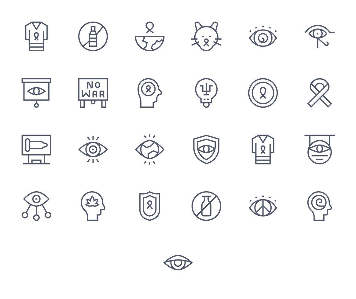 25 Regular Line Icons for Awareness in crisp High Resolution Grid Fitted resolution vector