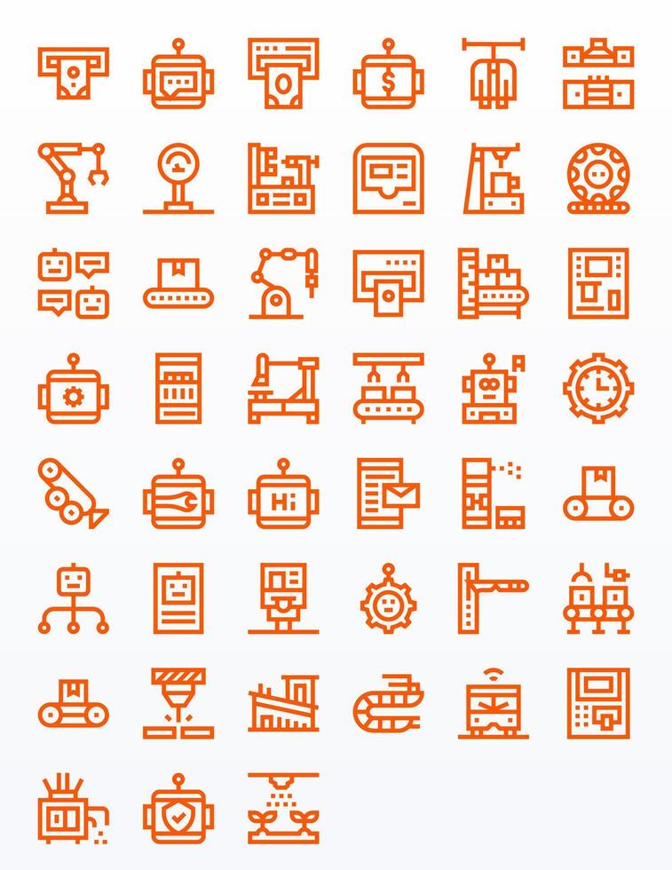 45 Icons inspired by Automated in Pixel Optimized Retina Ready Bold Line quality vector