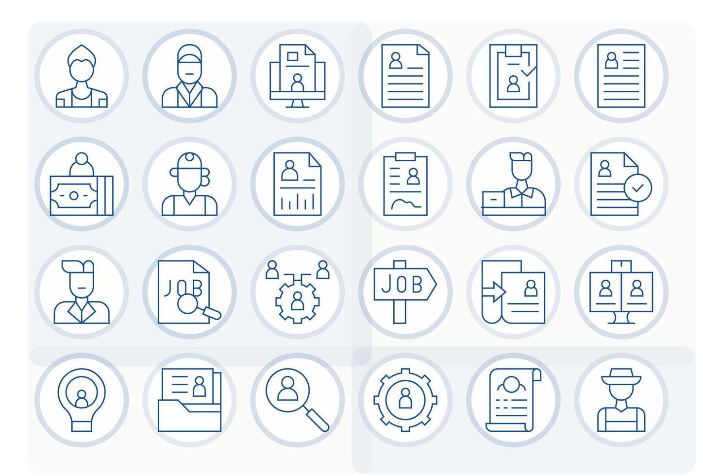 Human Resources Scalable Set featuring 24 Display Perfect Thin Line 256x256 Icons vector