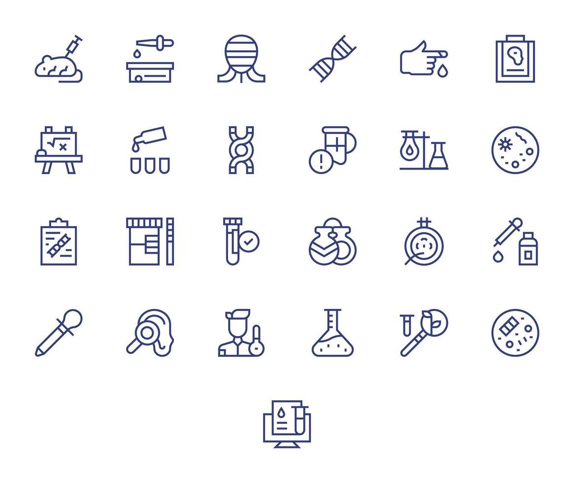 25 Retina Ready Icons for Test in Pixel Optimized Regular Line Format vector
