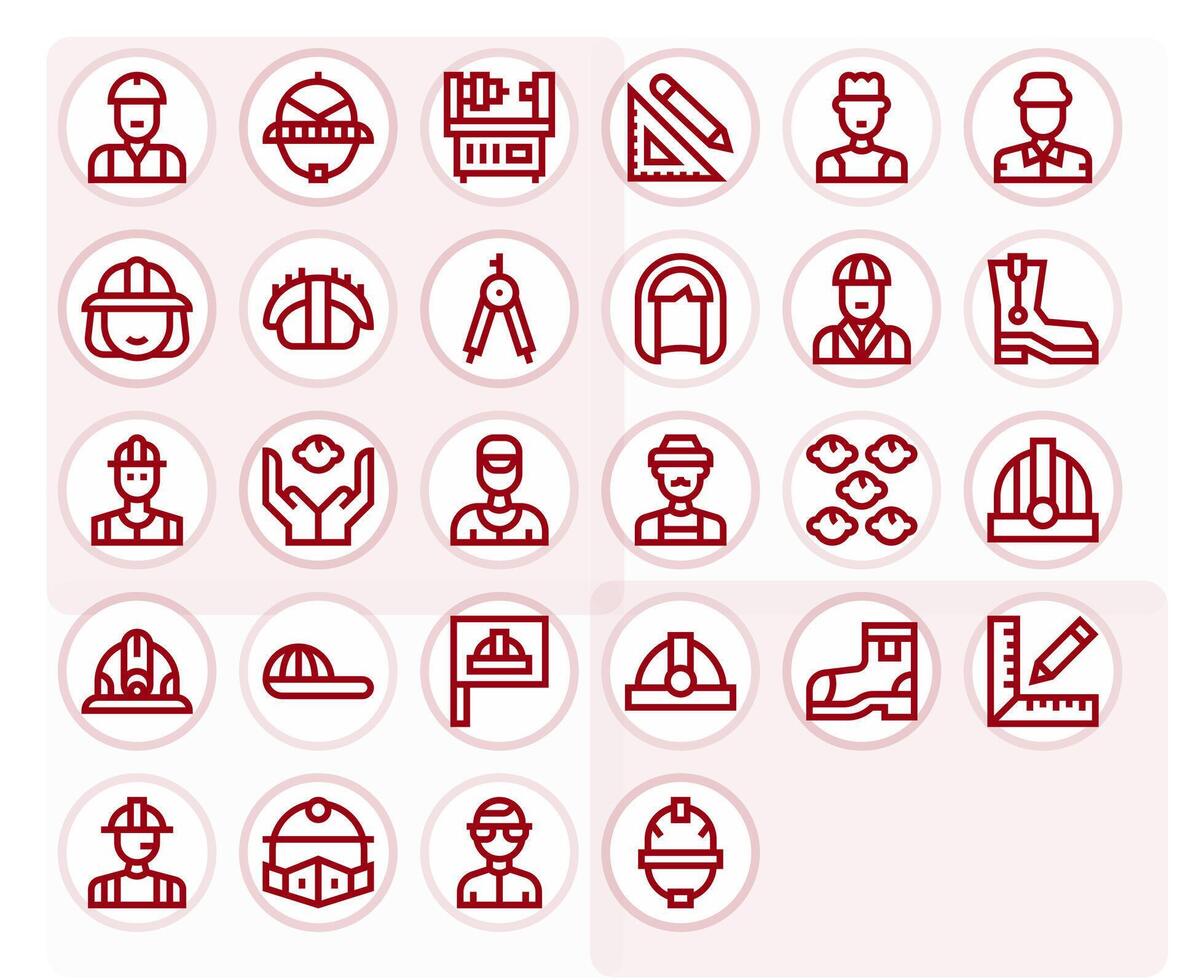 Engineer Icon Set with 28 Bold Line 256x256 Grid Fitted Graphics vector