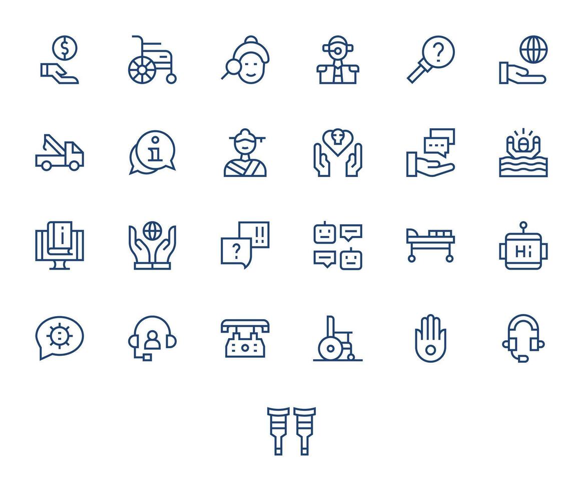 Regular Line Display Perfect Icons from Assistance Set with 25 128x128 Icons vector