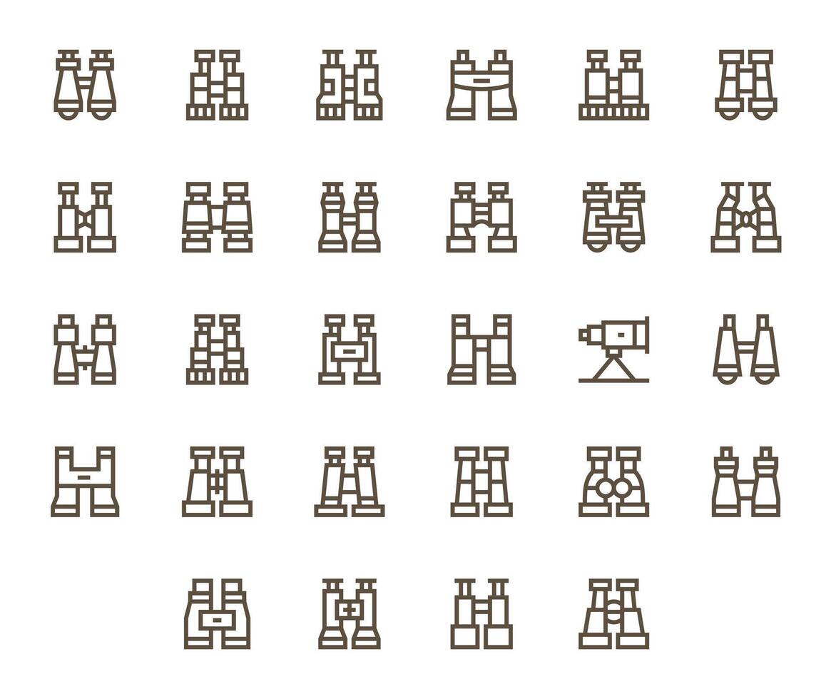 Spotting Scope Icon Toolkit featuring 28 Grid Fitted 256x256 Bold Line elements vector