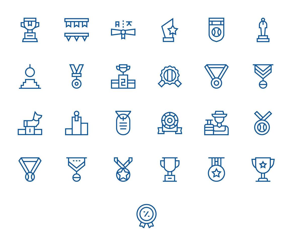 25 Regular Line Icons designed for Trophy in 64x64 Display Perfect format vector