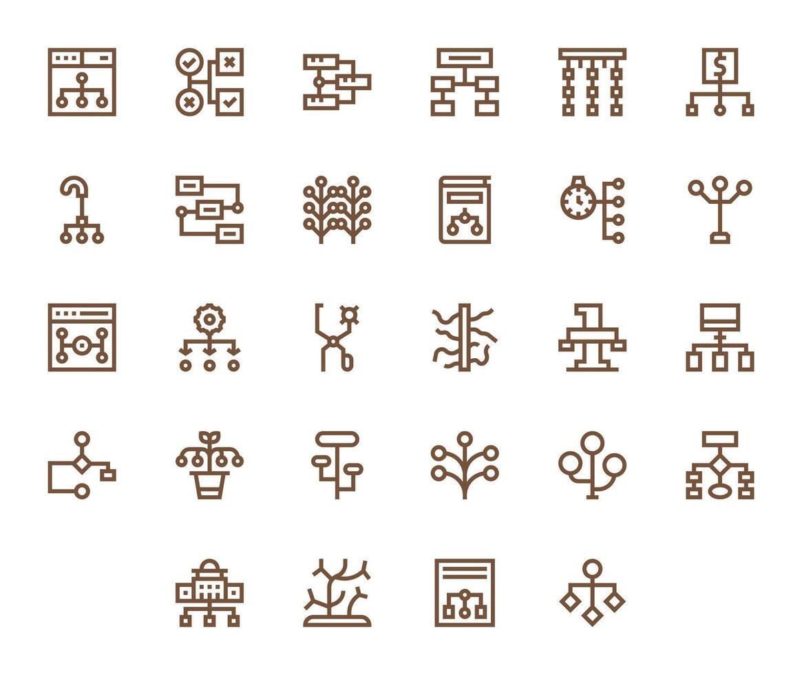 28 64x64 Bold Line Pixel Optimized Icons for Branching Projects vector