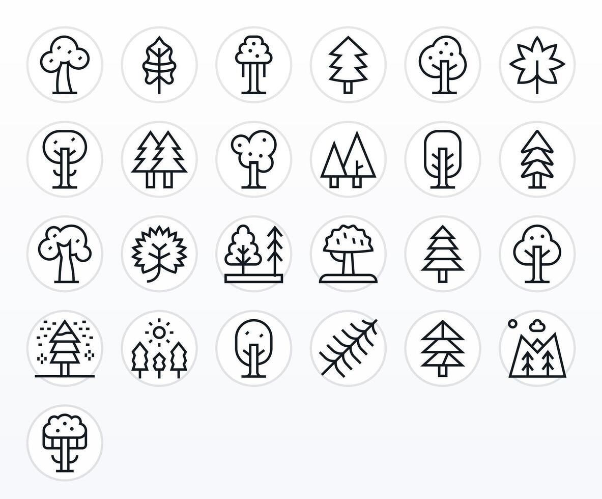 25 Icons for Evergreen optimized in PIXEL Perfect 64x64 Regular Line resolution vector