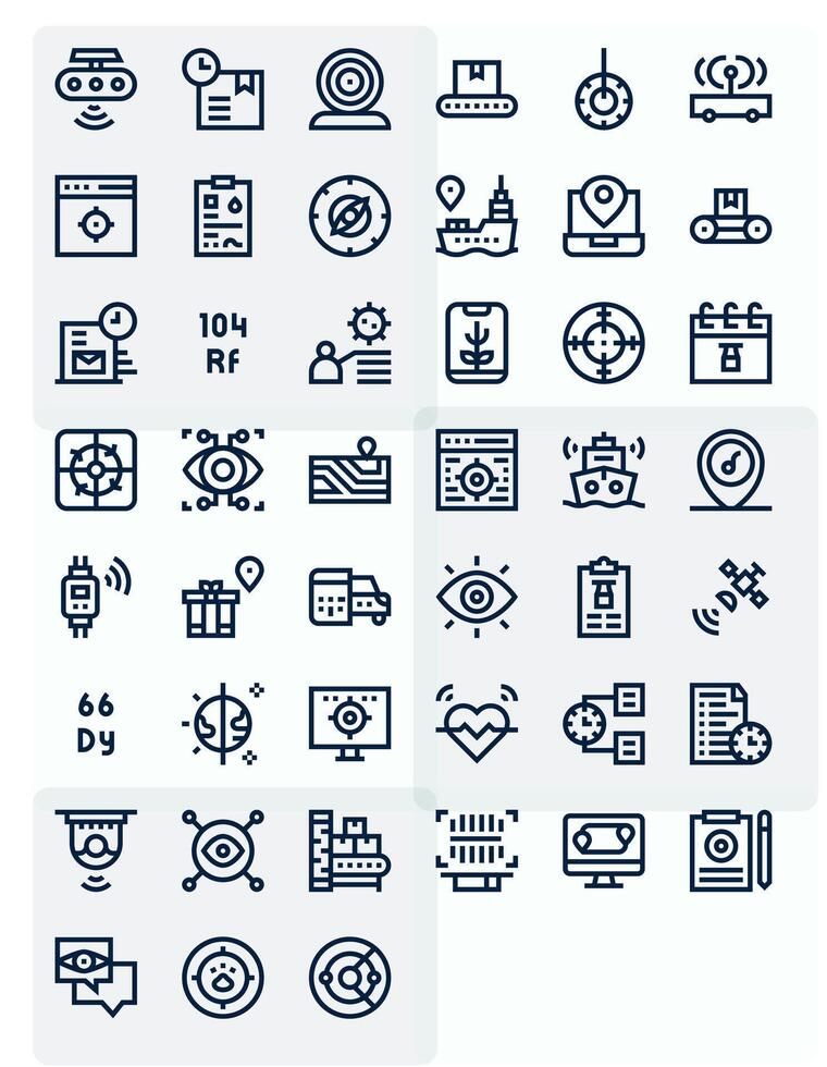 Tracking Icon Toolkit featuring 45 Display Perfect 64x64 Bold Line elements vector