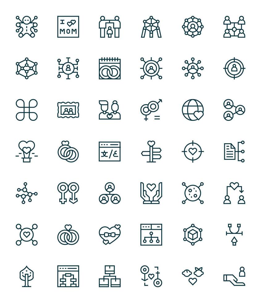 Relationship Professional Set with 42 Regular Line Editable High Resolution Icons vector