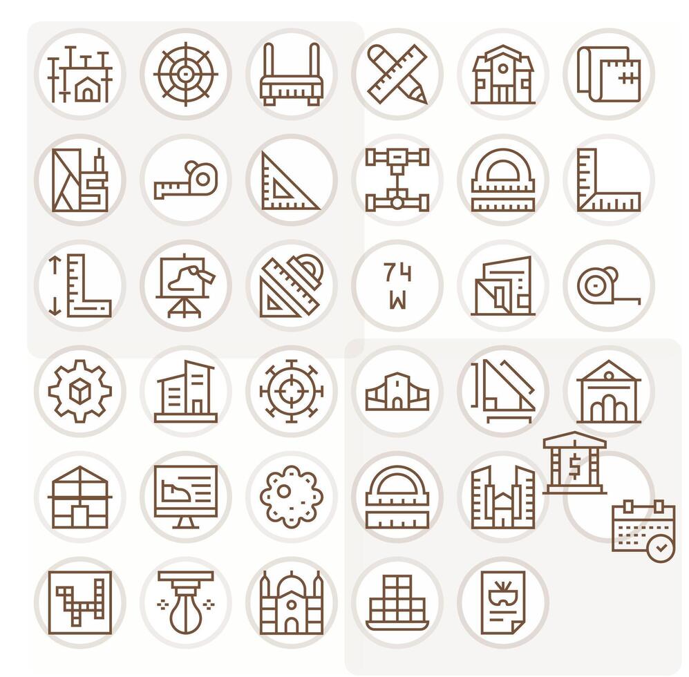 Blueprint Scalable Set featuring 35 Display Perfect Regular Line Retina Ready Icons vector