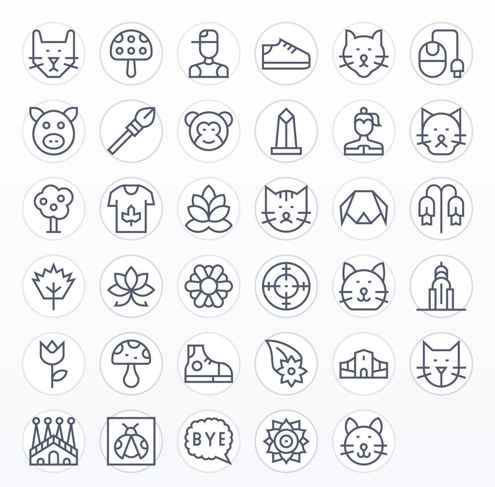 Icon Graphic Icon Set with 35 Regular Line High Resolution Pixel Aligned Graphics vector