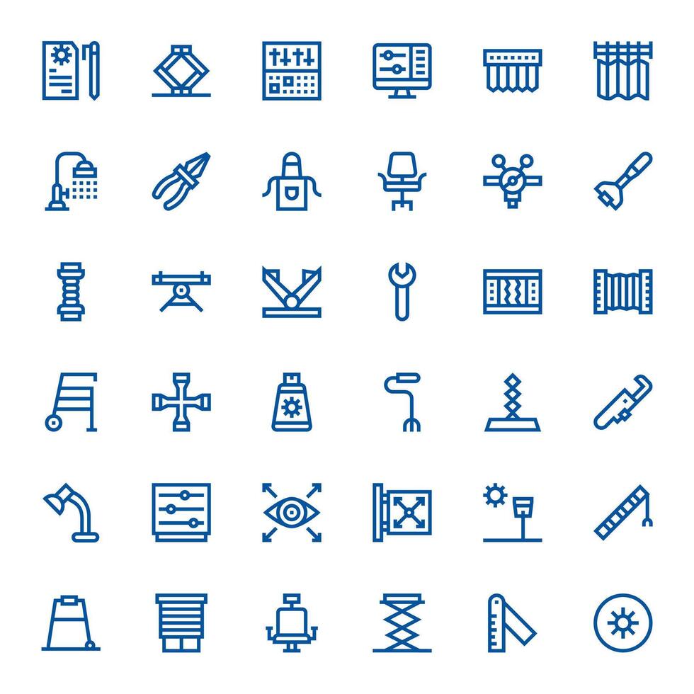 36 128x128 Icons for Adjustable in Pixel Optimized Bold Line Format vector
