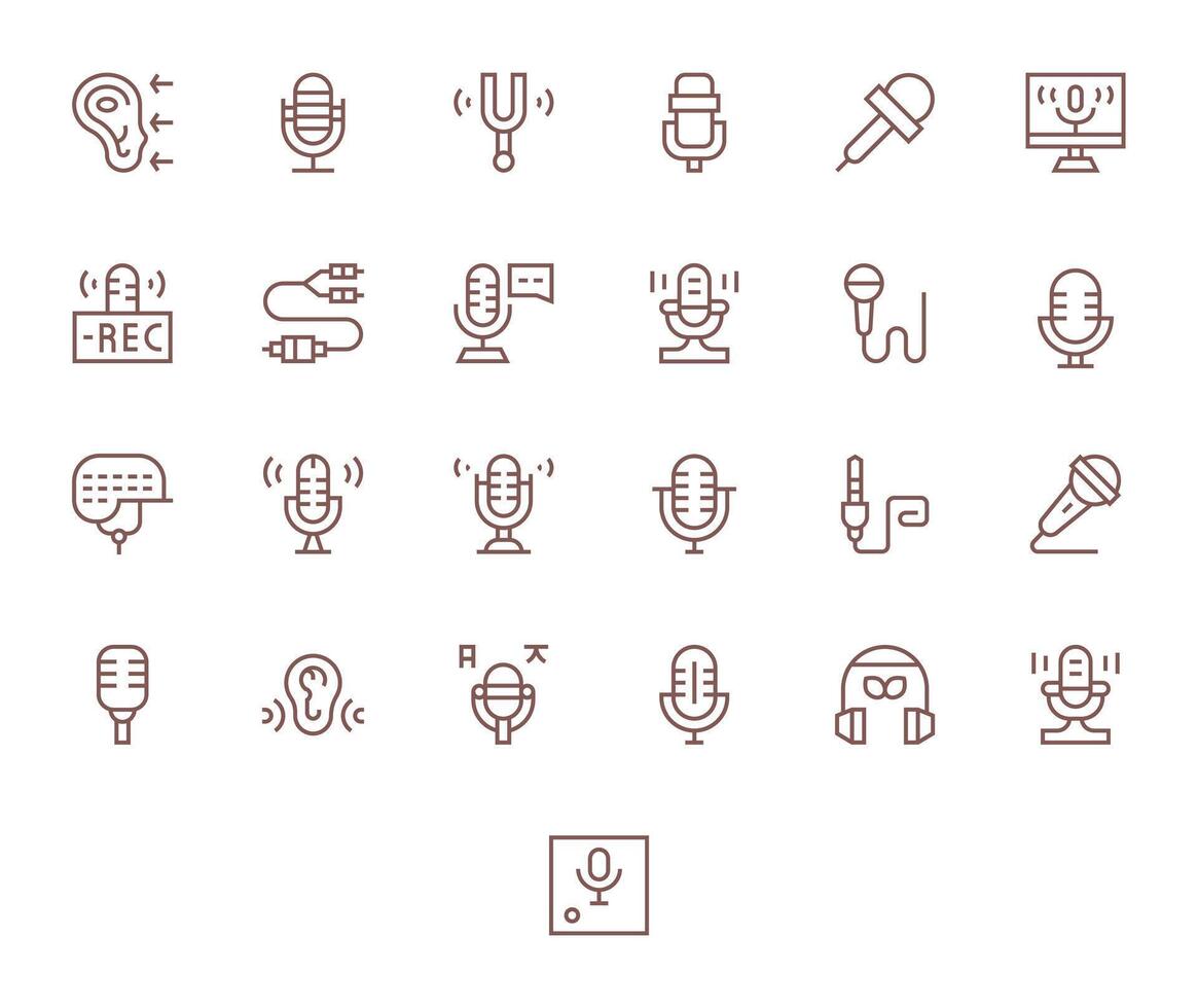 Audio Input Digital Pack containing 25 Display Perfect Regular Line High Resolution Icons vector