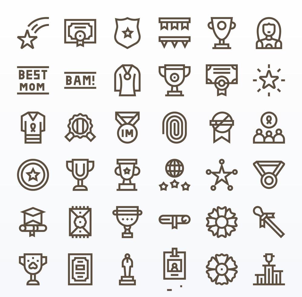 Recognition Icon Toolkit featuring 36 Editable High Resolution Bold Line elements vector