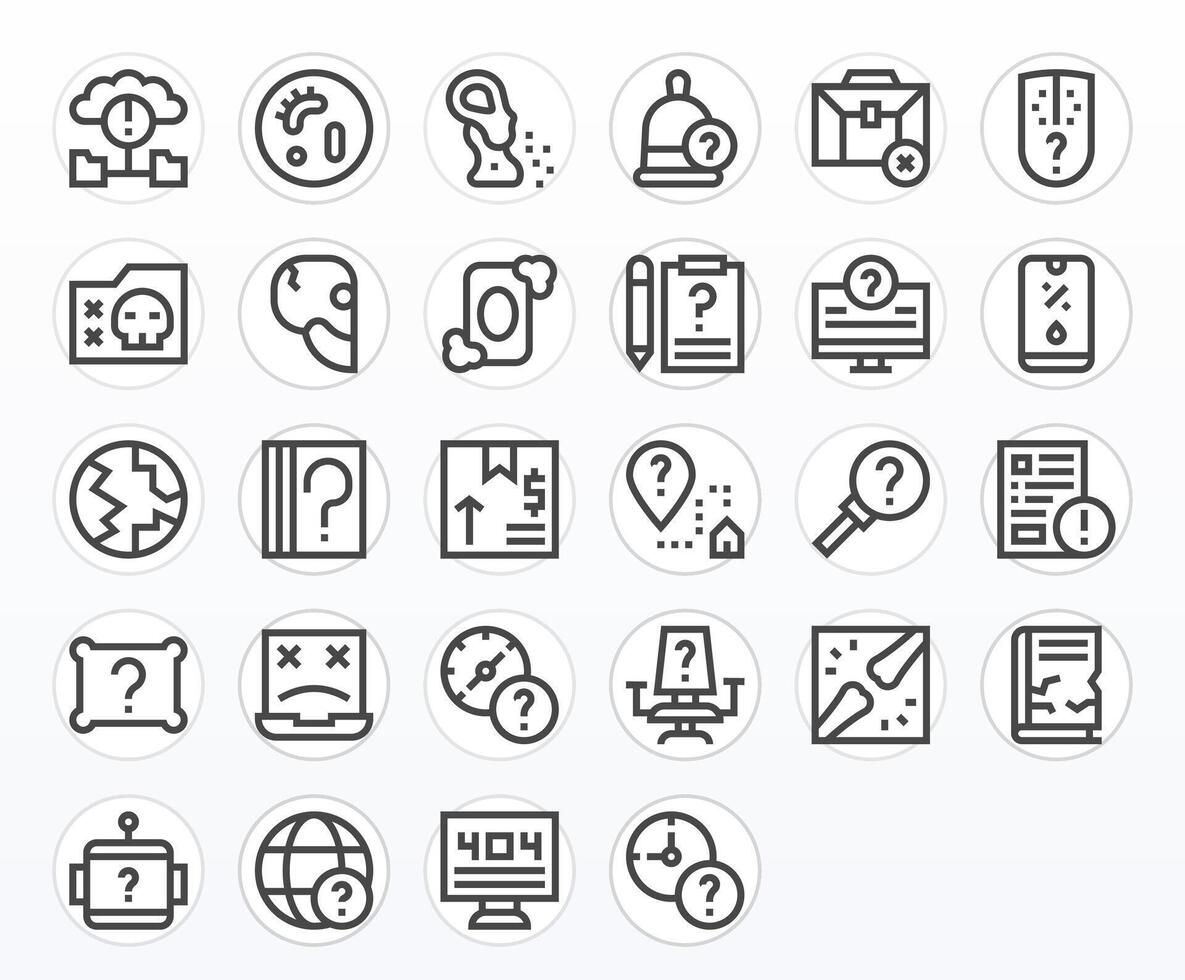 Missing Scalable Set featuring 28 Pixel Aligned Bold Line 256x256 Icons vector