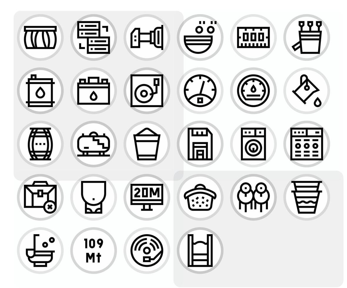 28 High Resolution Bold Line Icons optimized for Capacity Pixel Aligned display vector