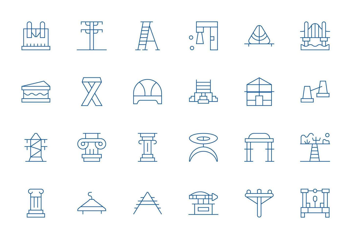 24 Icons for Support Structure featuring 128x128 PIXEL Perfect Thin Line Graphics vector