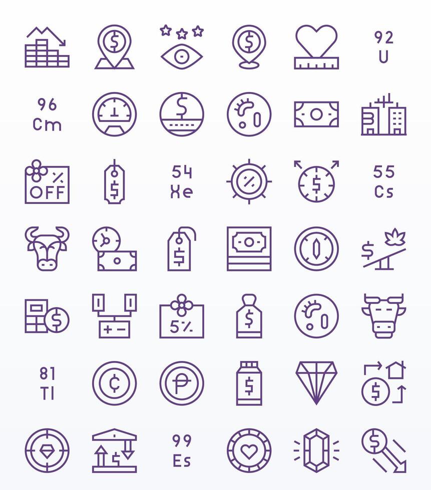 42 Regular Line Pixel Optimized Icons crafted for Value High Resolution applications vector