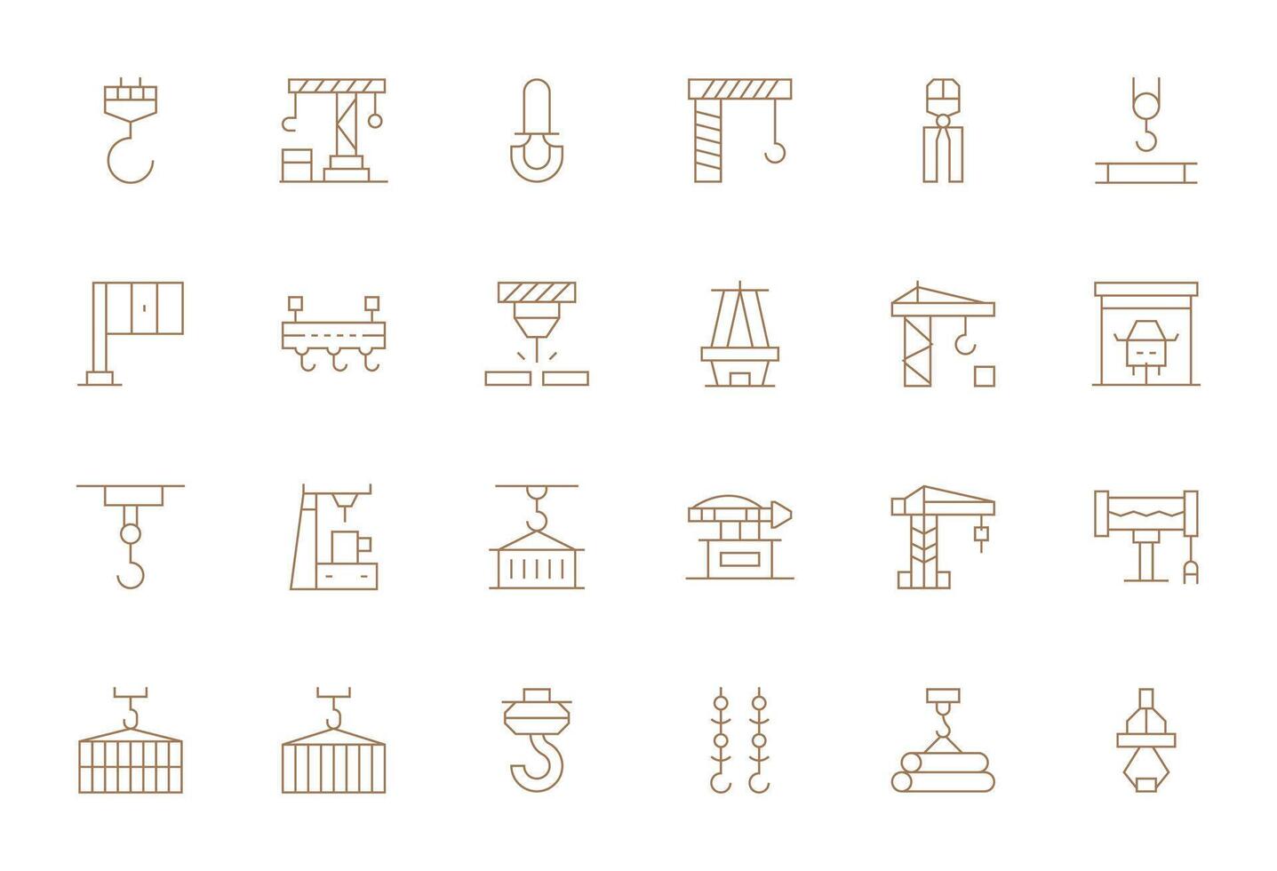 24 Icons for Hoist optimized in Pixel Optimized 64x64 Thin Line resolution vector