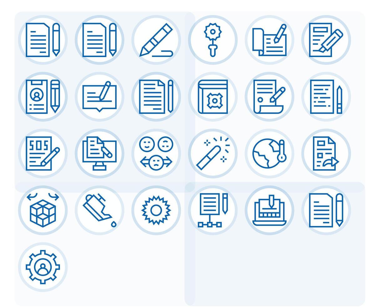 25 Regular Line Grid Fitted Icons for Change Graphics vector