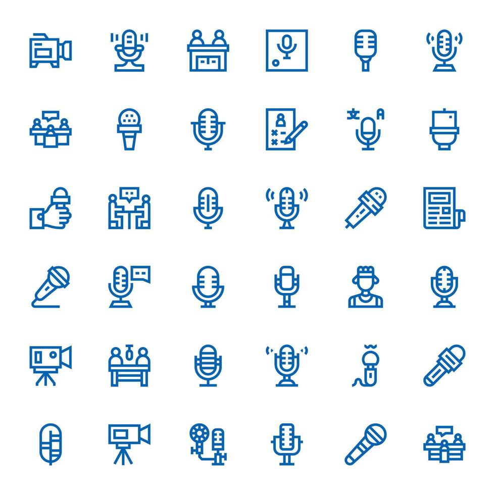 36 Bold Line Icons from Interview in High Resolution Grid Fitted Quality vector