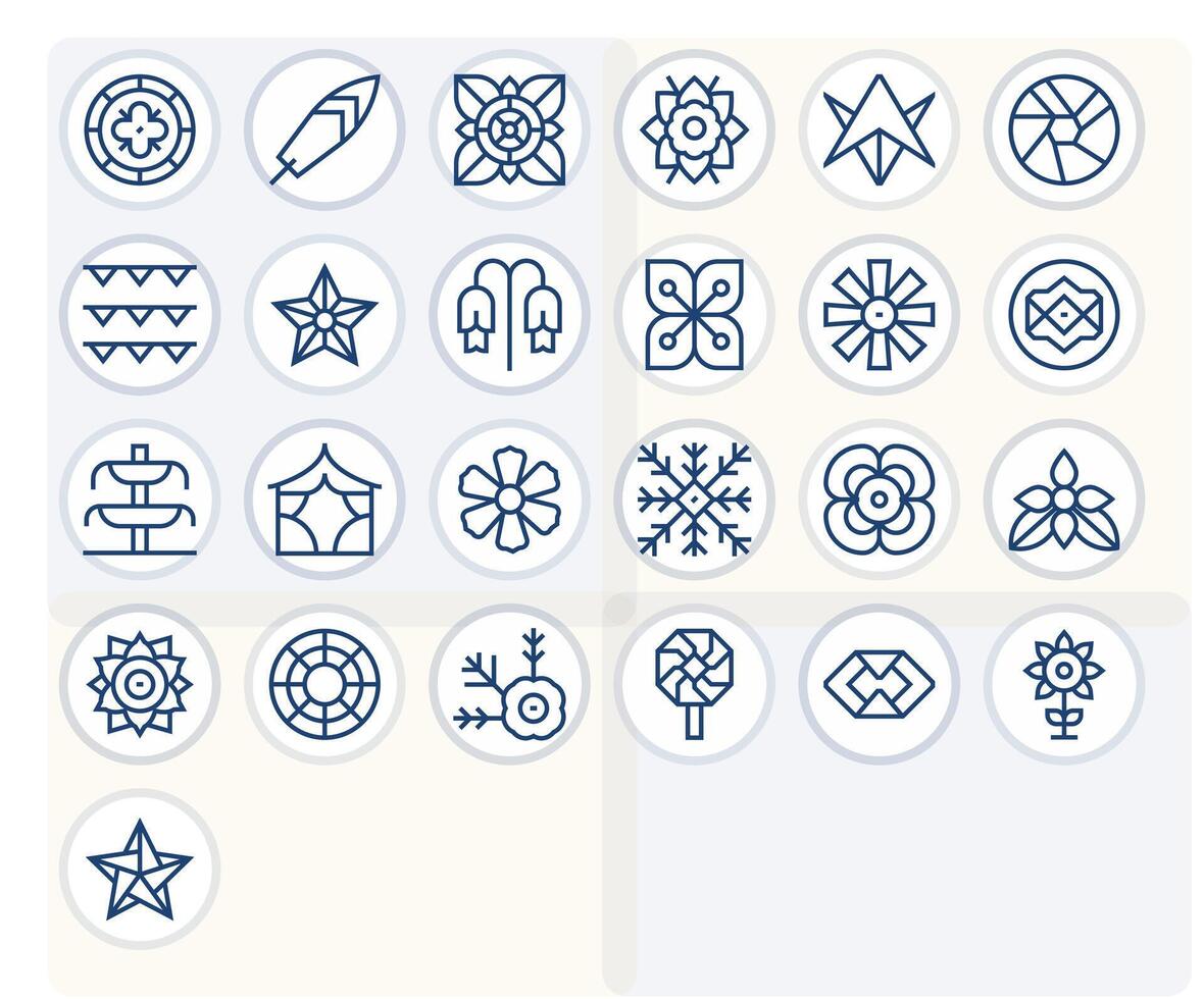 25 Icons for Decorative Element optimized in Grid Fitted High Resolution Regular Line resolution vector