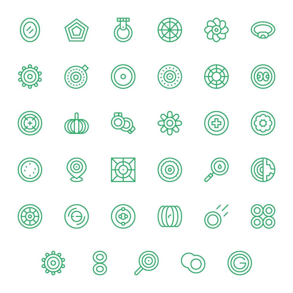 Regular Line Style Concentric Icons with 35 High Resolution Detail Enhanced Designs vector