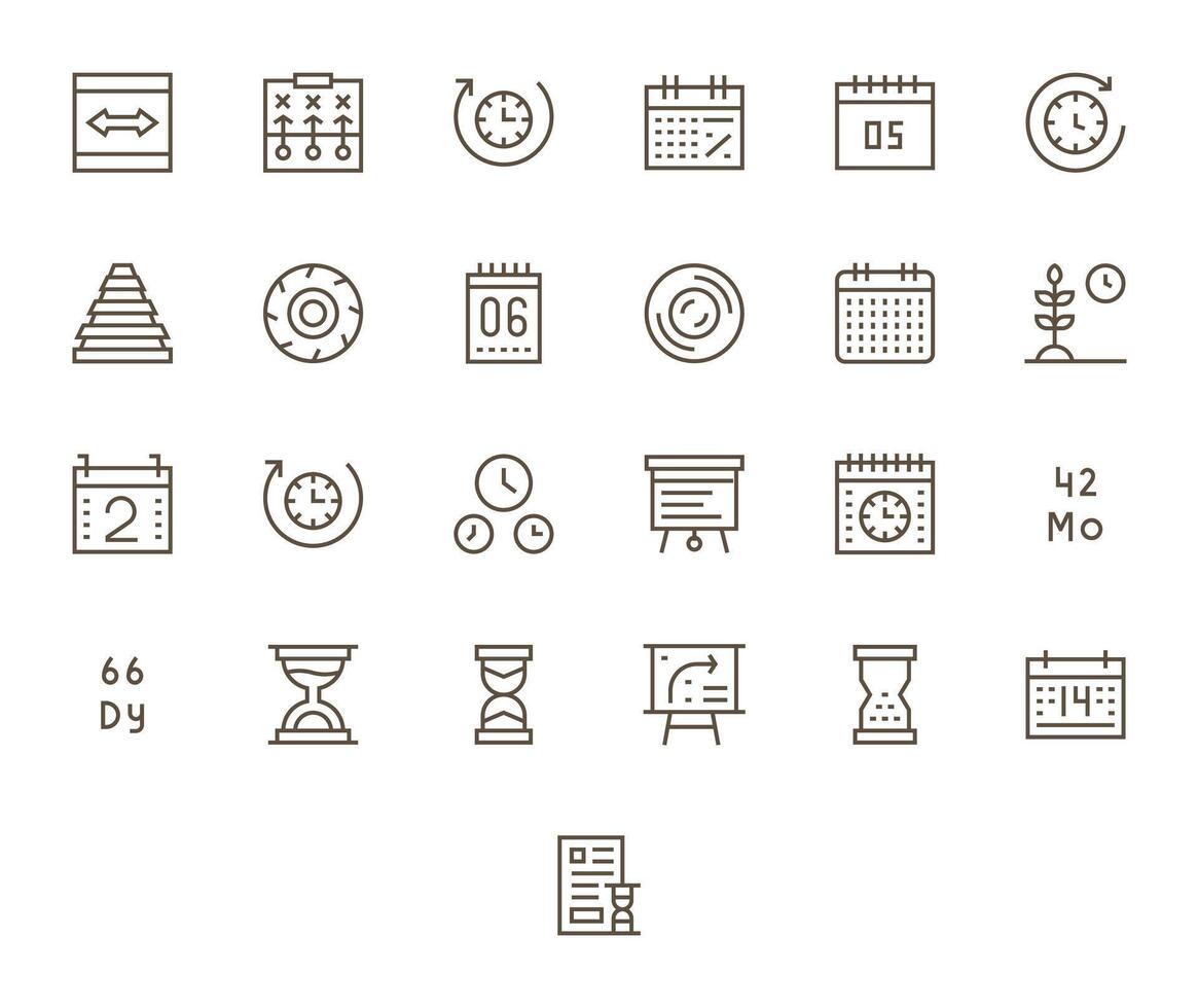Timeline Icon Toolkit featuring 25 Pixel Optimized 128x128 Regular Line elements vector