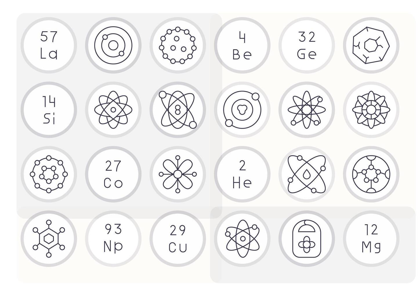 24 Thin Line Editable Icons for Atom Graphics vector