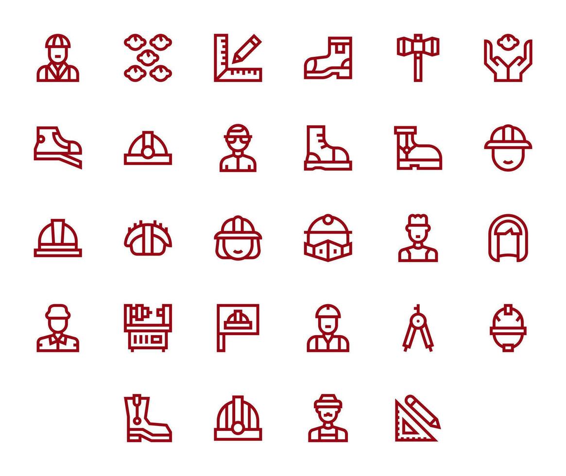 Engineer Icon Toolkit featuring 28 Pixel Aligned Retina Ready Bold Line elements vector