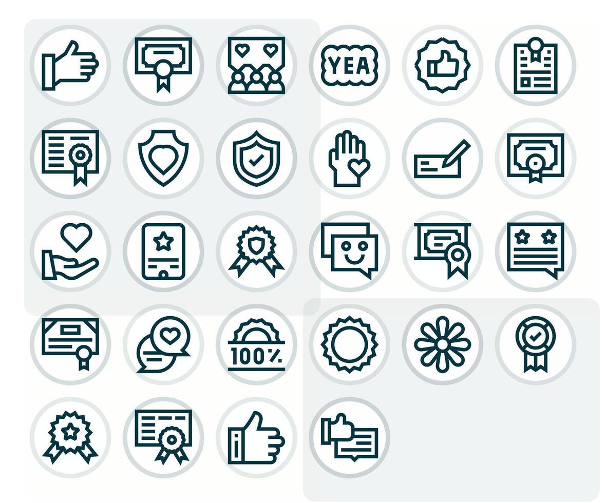 Endorsement Icon Library with 28 Bold Line High Resolution Pixel Aligned Designs vector