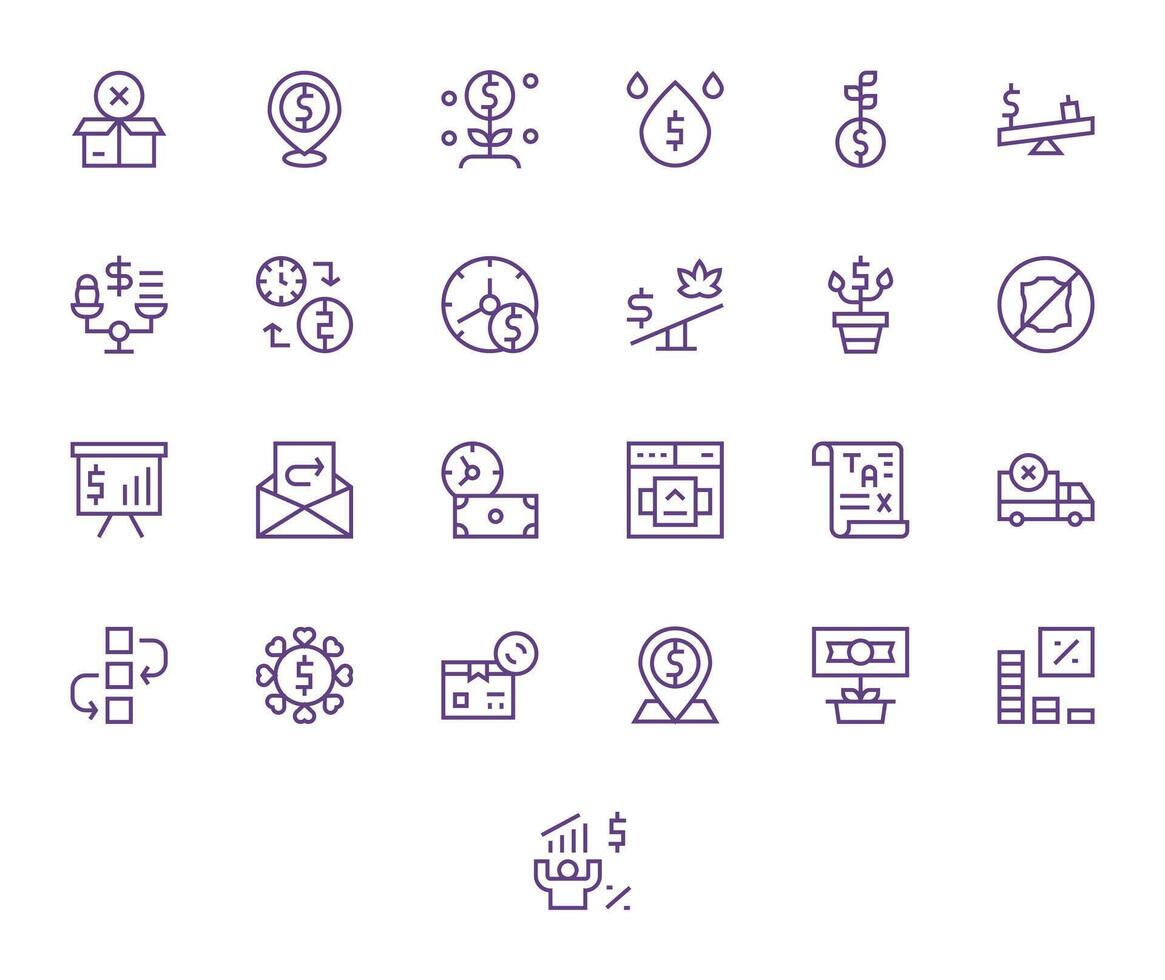 25 64x64 Regular Line Grid Fitted Icons for Return Projects vector