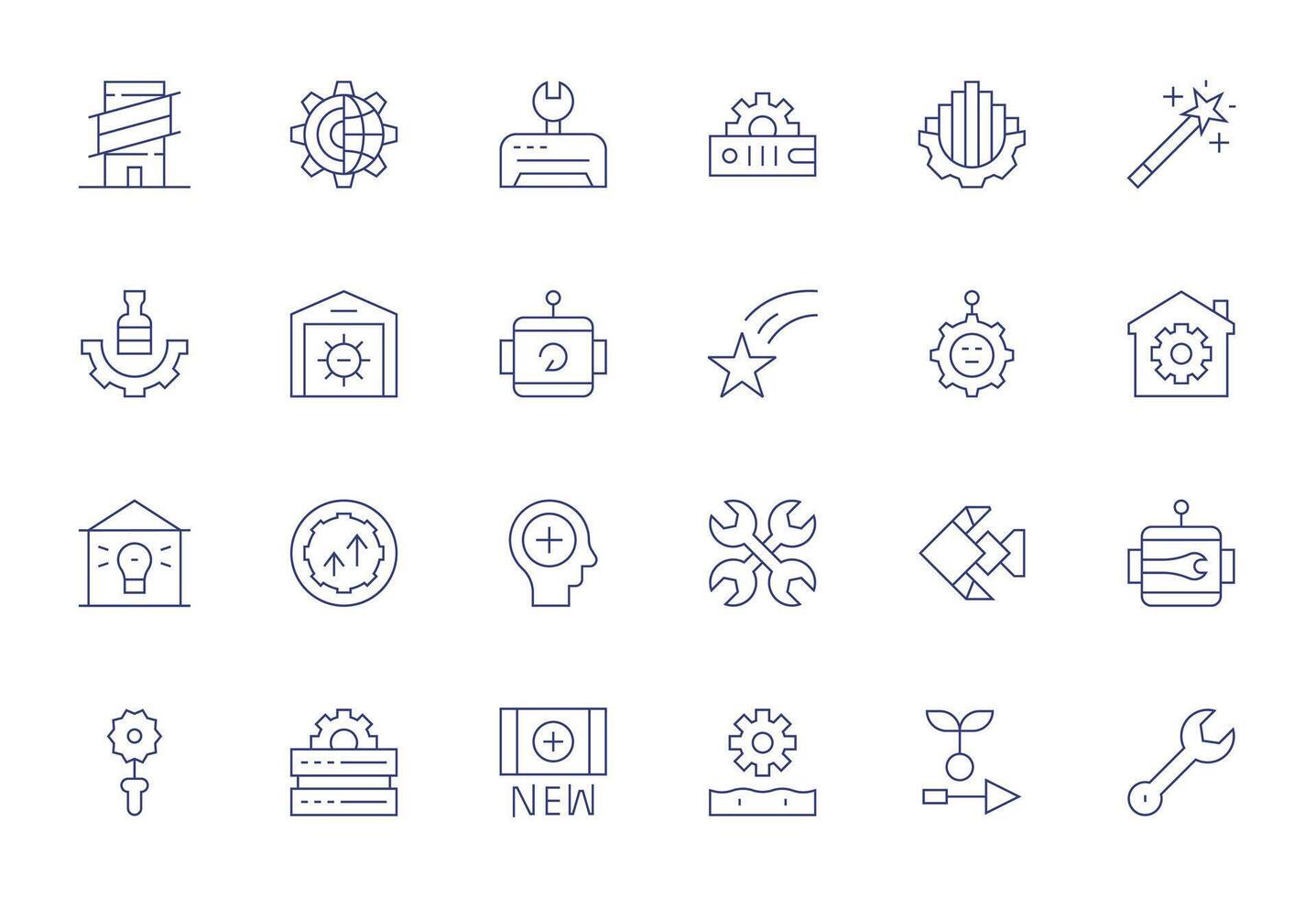 Upgrade Visual Pack containing 24 Thin Line Pixel Optimized Icons vector