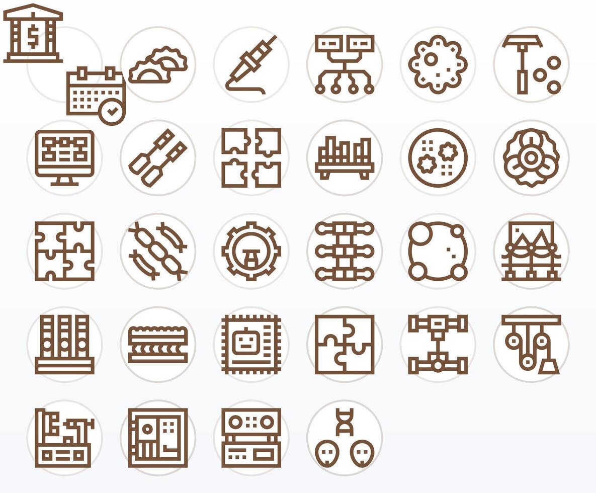 28 256x256 Icons for Components in PIXEL Perfect Bold Line Format vector