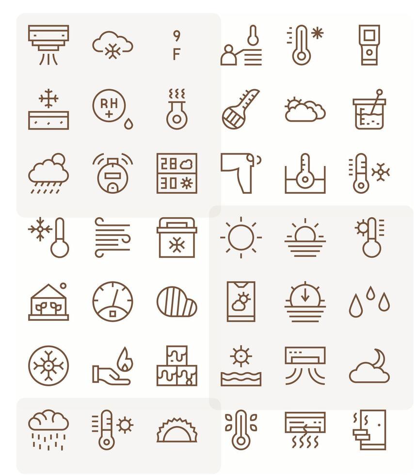 Temperature Icon Toolkit featuring 42 Pixel Aligned Retina Ready Regular Line elements vector