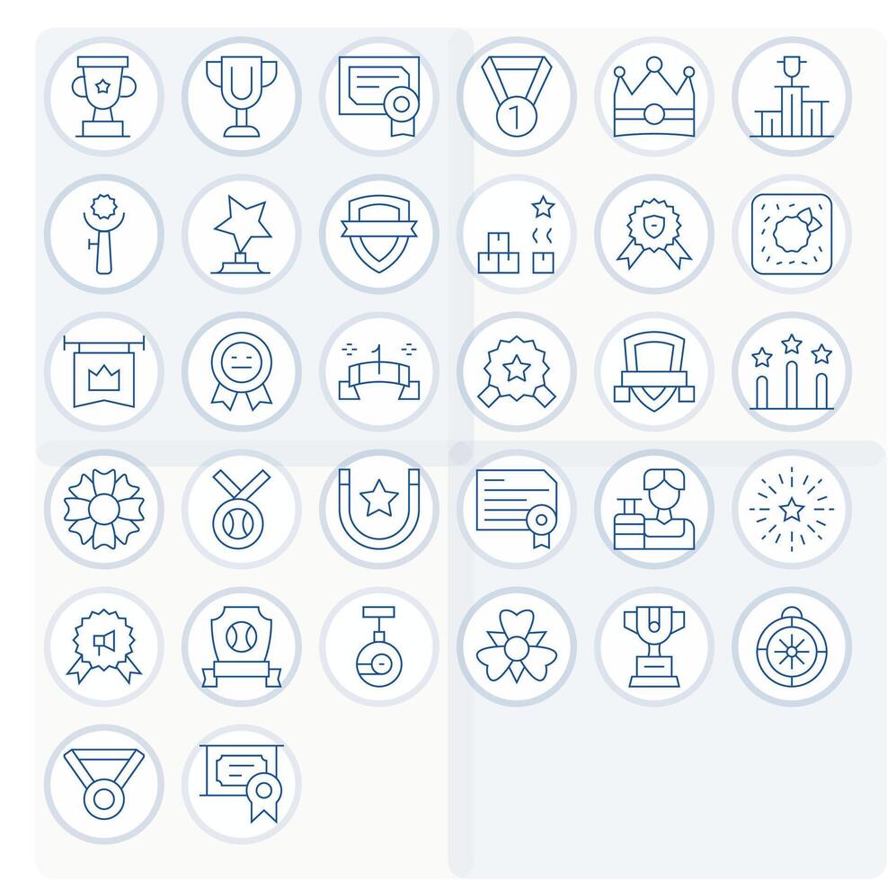 32 Thin Line Pixel Optimized Icons for Award Graphics vector