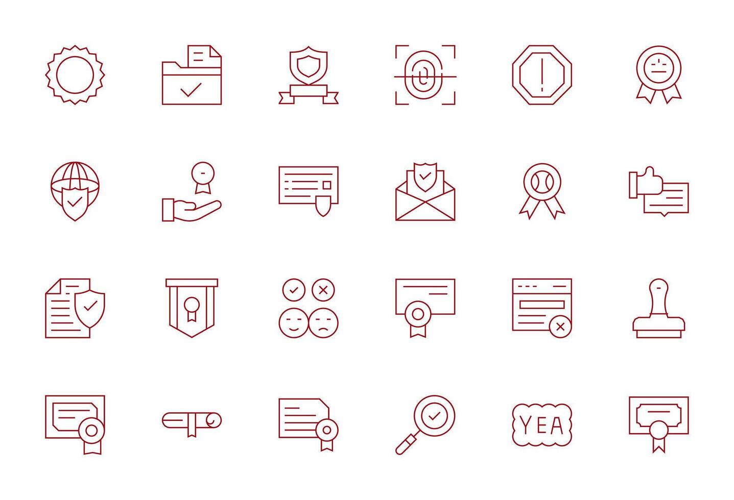 Validation Ultimate Package with 24 Retina Ready Thin Line Grid Fitted Icons vector
