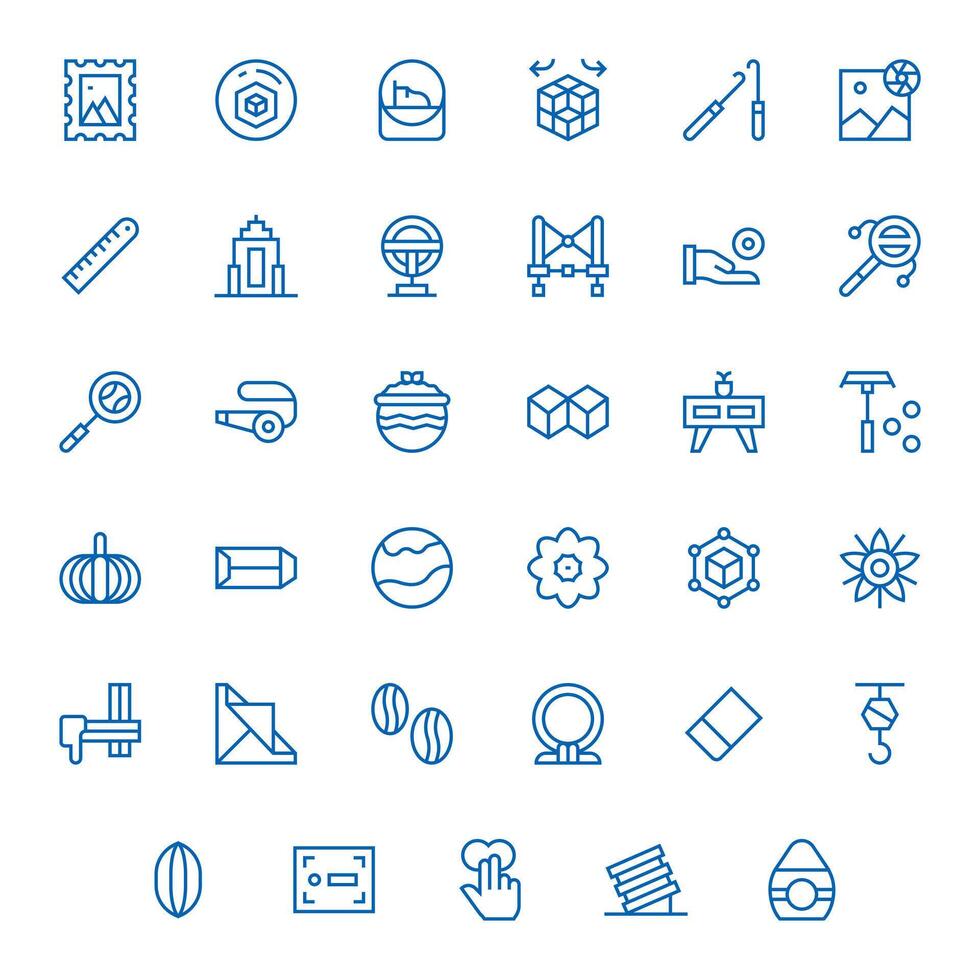 35 regular línea píxel Perfecto íconos a la medida para objeto alto resolución interfaz vector