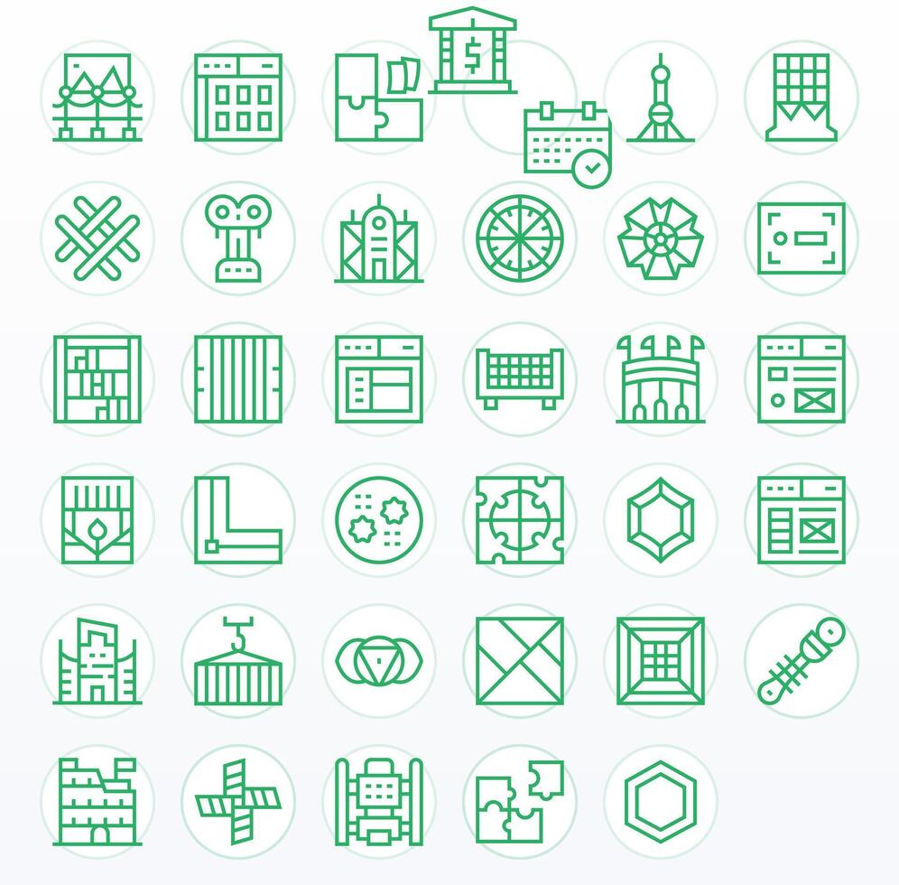 Framework Graphics Pack including 35 Regular Line 256x256 Pixel Aligned Icons vector