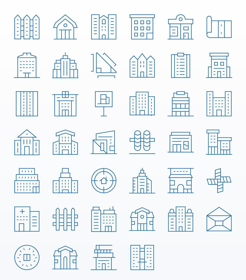 40 Thin Line Icons designed for Property in Retina Ready Grid Fitted format vector