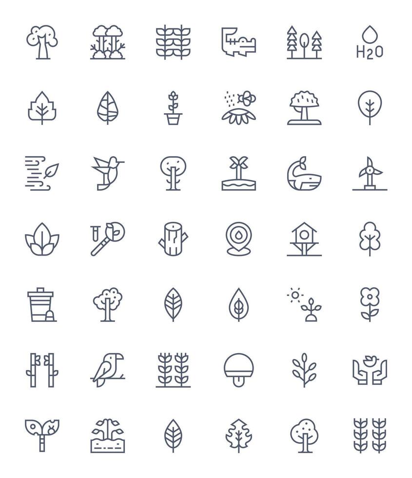 42 alto resolución regular línea píxel Perfecto íconos para ecología proyectos vector