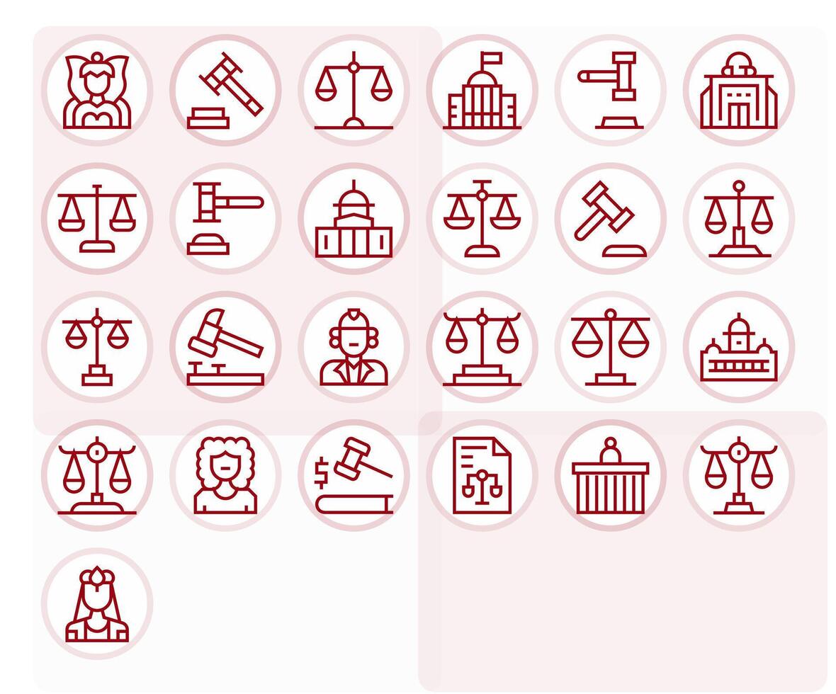 25 High Resolution Icons for Judiciary in PIXEL Perfect Regular Line Format vector