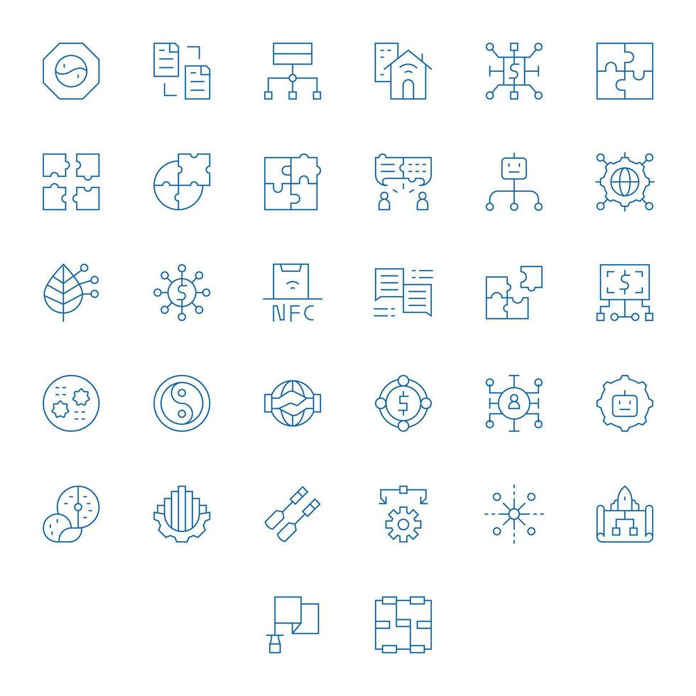 32 256x256 Icons for Integration in PIXEL Perfect Thin Line Format vector