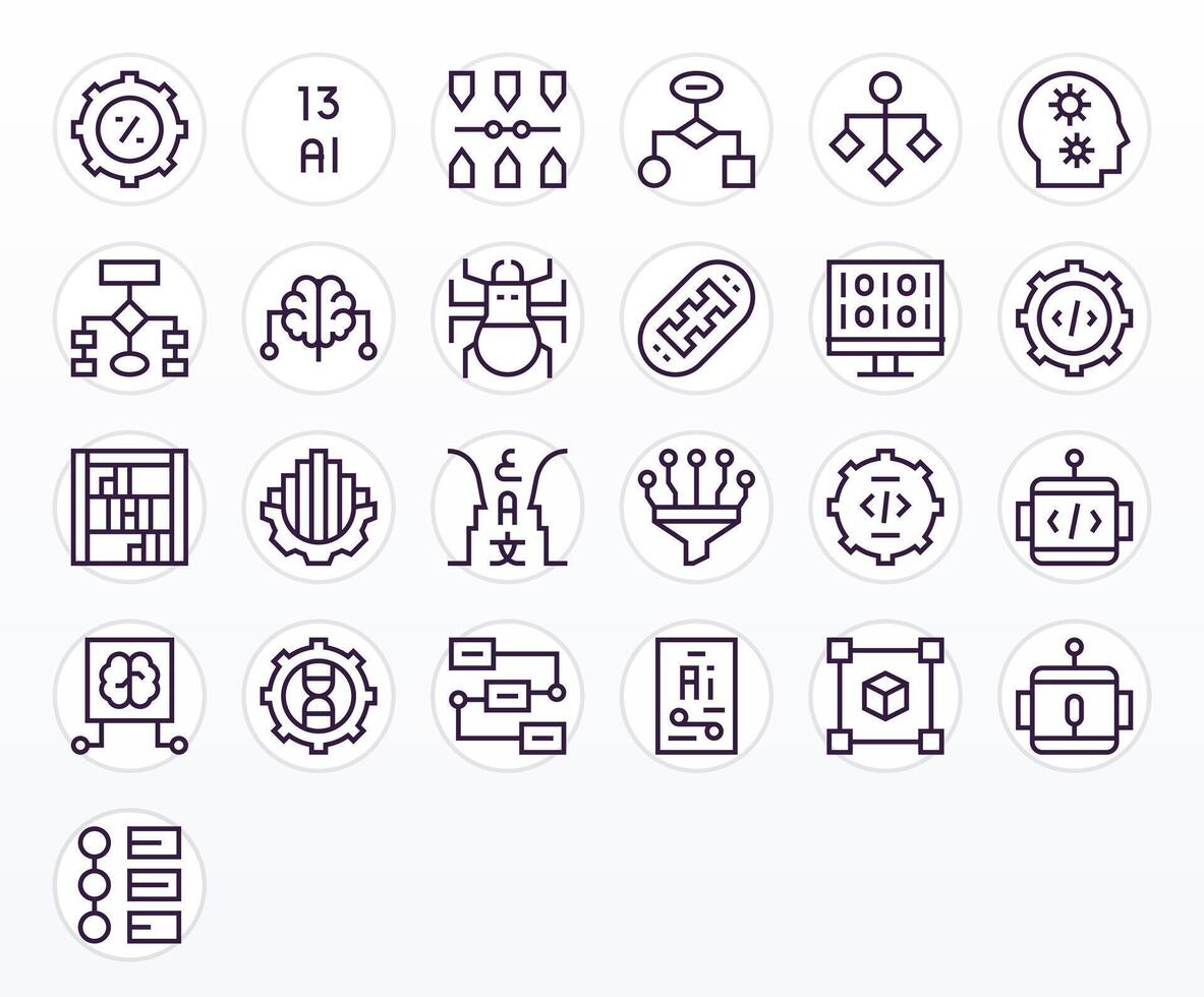 algoritmo gráficos paquete incluso 25 regular línea alto resolución detalle mejorado íconos vector