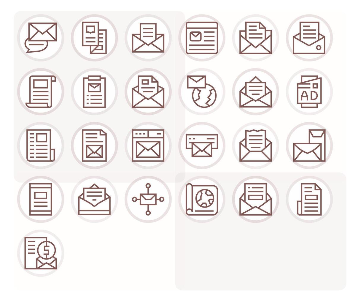 25 High Resolution Icons for Newsletter in Grid Fitted Regular Line Format vector