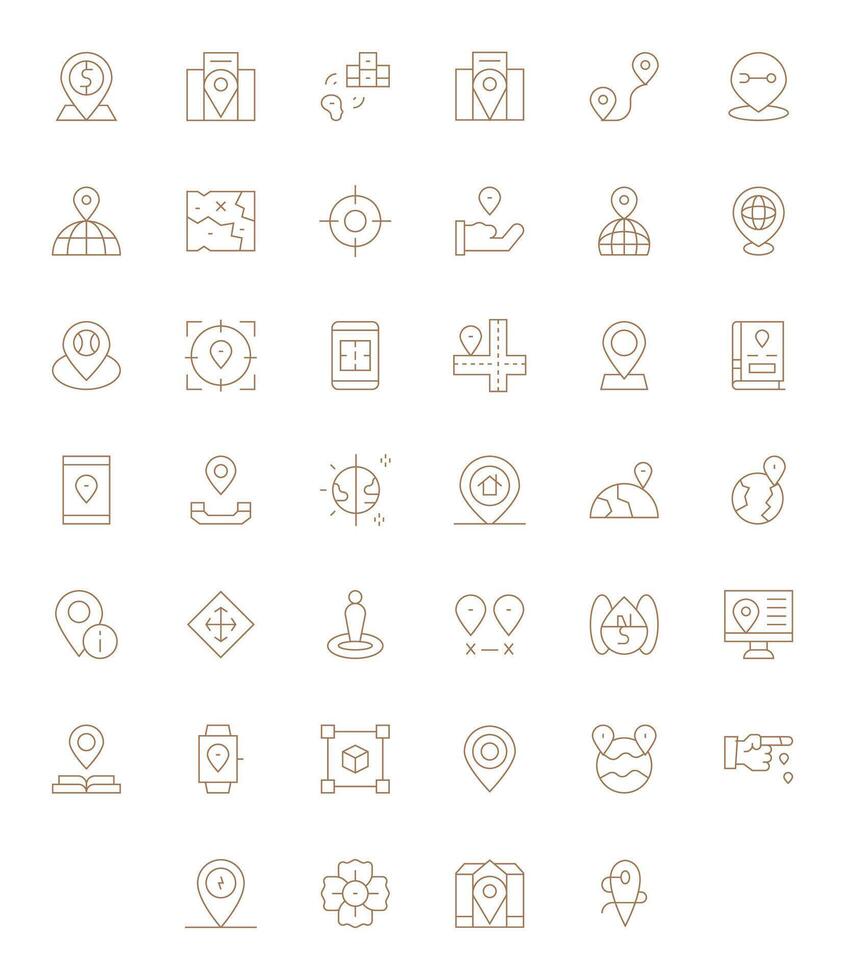 40 Pixel Optimized Icons themed around Coordinates in High Resolution Thin Line format vector