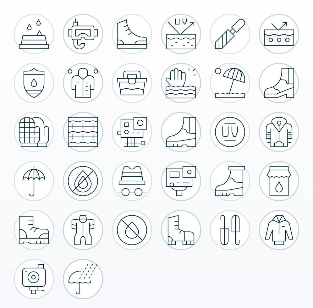 32 Thin Line Display Perfect Icons tailored for Waterproof High Resolution interface vector